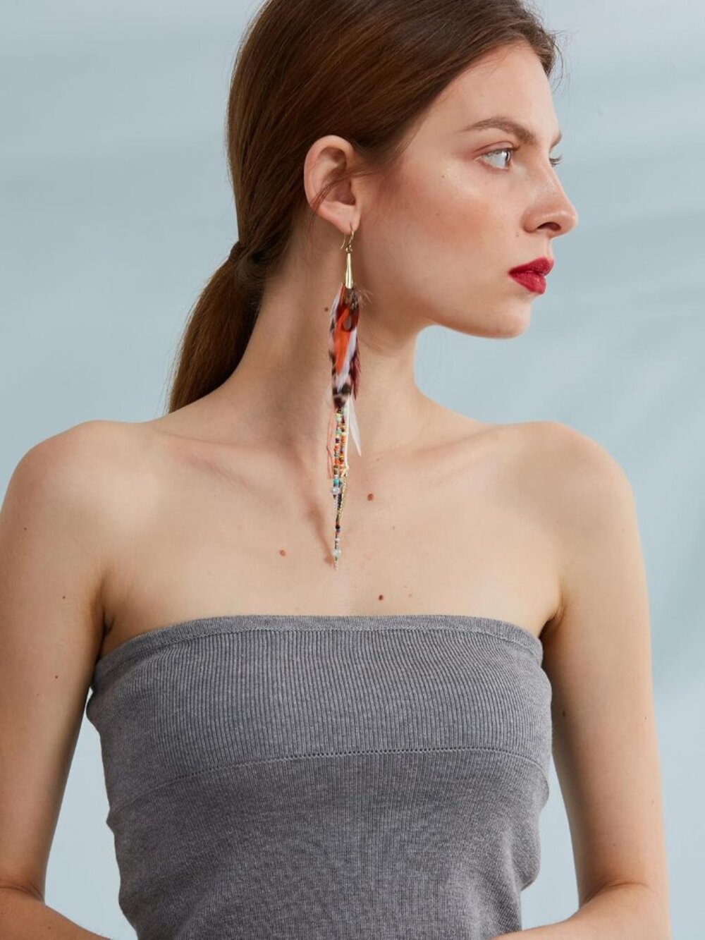 Bohemian Feather Dangle Earrings for Women with Shell Beads Long Tassel Design D - Picture 8 of 9
